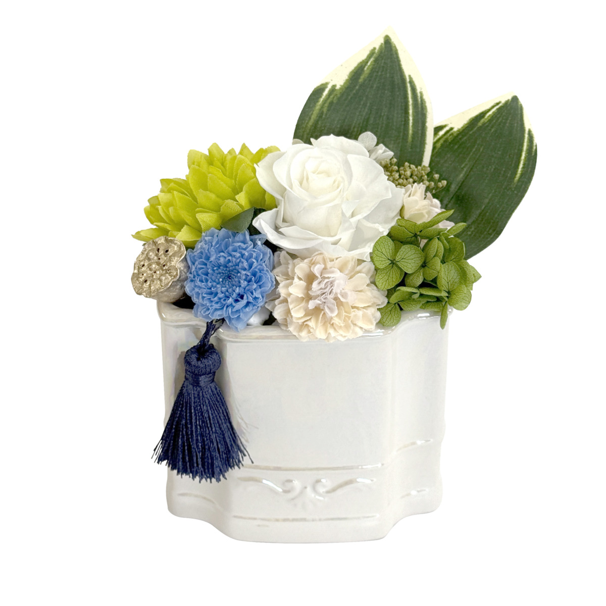 プリザーブドフラワー　お供えアレンジメント　偲ブルー