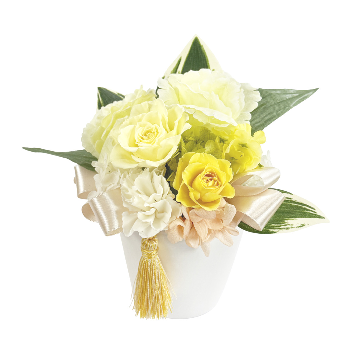 プリザーブドフラワー　お供えアレンジメント　暦イエロー